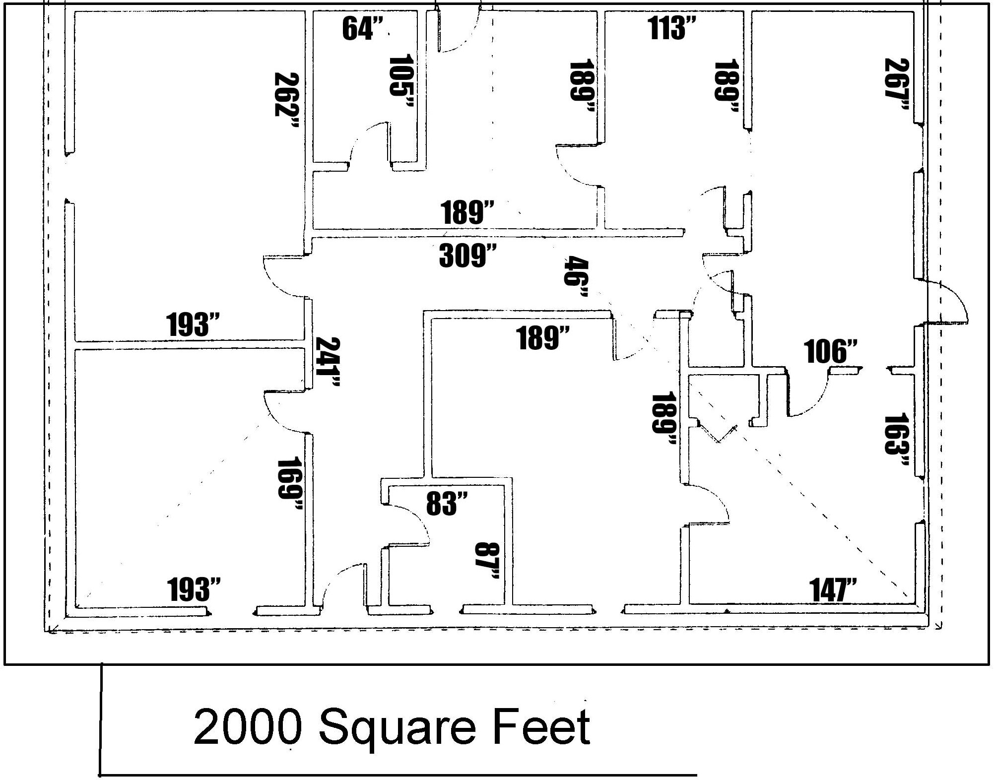Floor plan showing 2000 square feet layout